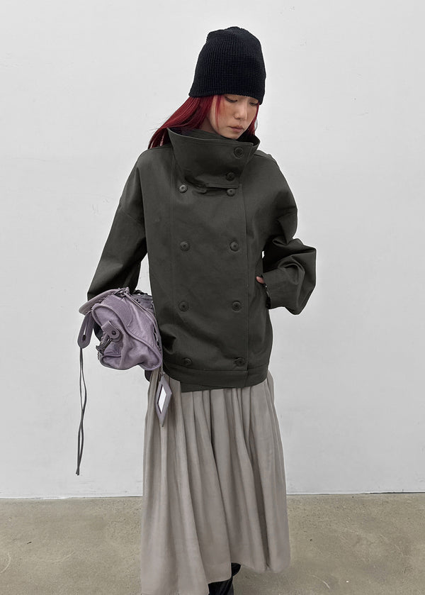 Kenji Double-Button High-Neck Jacket