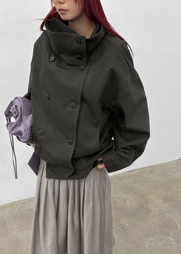 Kenji Double-Button High-Neck Jacket