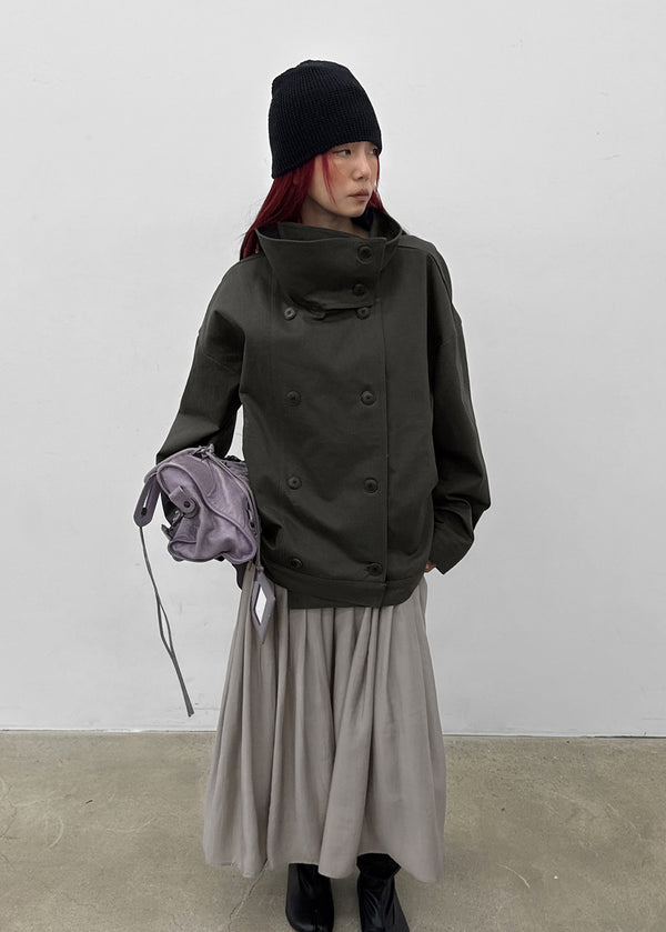 Kenji Double-Button High-Neck Jacket