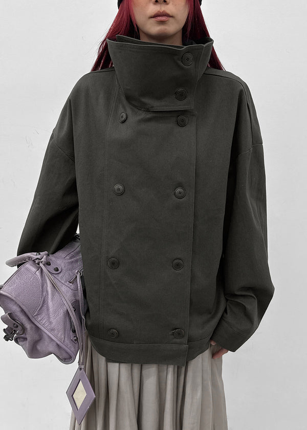 Kenji Double-Button High-Neck Jacket