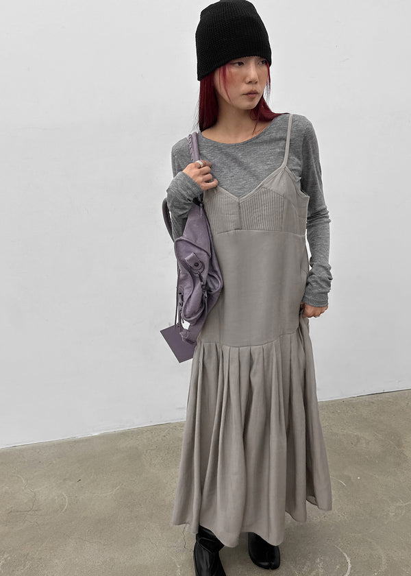 Kia Pintuck Sleeveless Long Dress