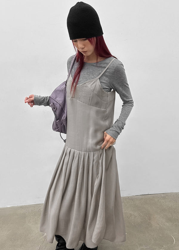 Kia Pintuck Sleeveless Long Dress