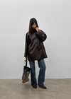 Volk High-Neck Half Leather Jacket