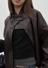 Volk High-Neck Half Leather Jacket