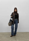 Volk High-Neck Half Leather Jacket