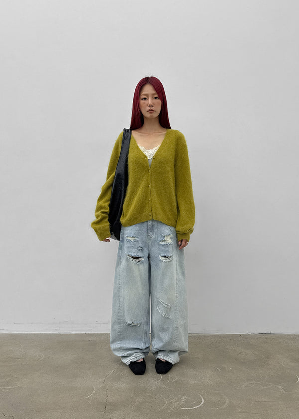 (UNISEX) Port Damage Wide Denim Pants