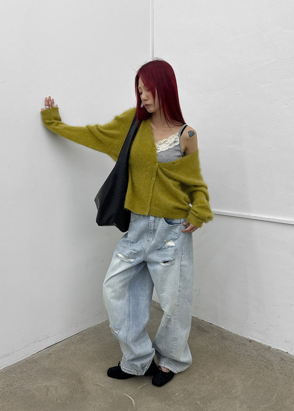 (UNISEX) Port Damage Wide Denim Pants