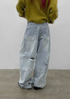 (UNISEX) Port Damage Wide Denim Pants