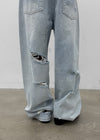 (UNISEX) Port Damage Wide Denim Pants