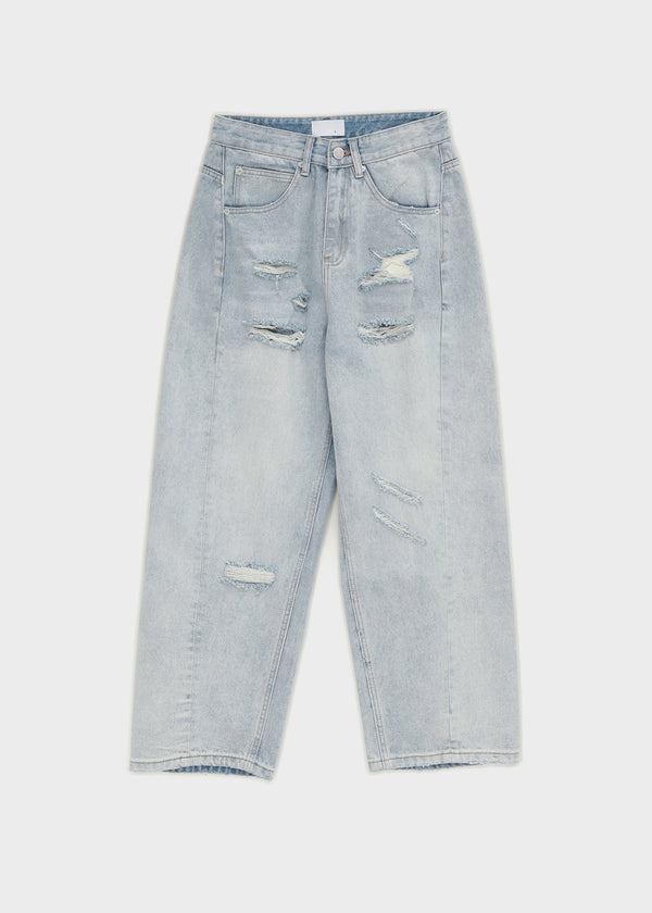 (UNISEX) Port Damage Wide Denim Pants