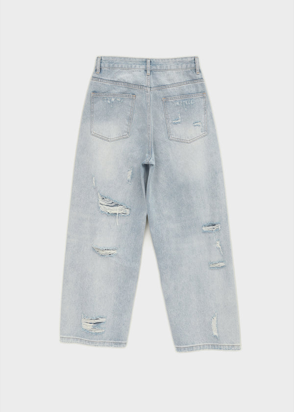 (UNISEX) Port Damage Wide Denim Pants