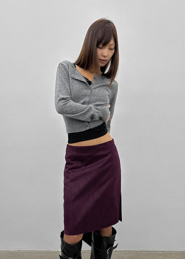 Imprint Suede Slit Midi Skirt