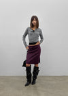 Imprint Suede Slit Midi Skirt