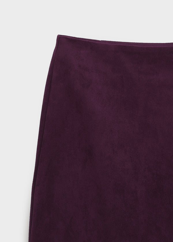 Imprint Suede Slit Midi Skirt