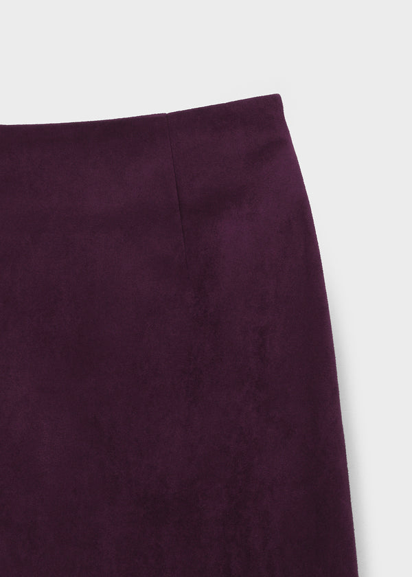 Imprint Suede Slit Midi Skirt