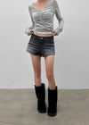 Sollem Low-Waist Cut Denim Shorts