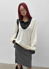 Cowlong Deep U-Neck Wool Knit