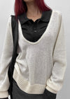 Cowlong Deep U-Neck Wool Knit