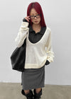Cowlong Deep U-Neck Wool Knit