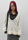 Cowlong Deep U-Neck Wool Knit