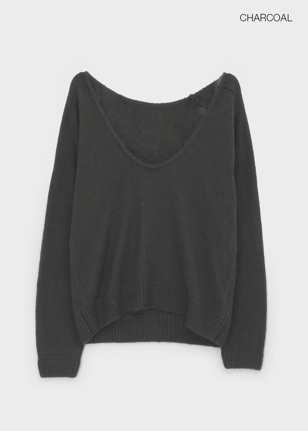 Cowlong Deep U-Neck Wool Knit