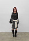 Idney Deep Collar Long Sleeve Tee (50% Wool)