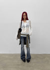 Idney Deep Collar Long Sleeve Tee (50% Wool)