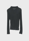 Idney Deep Collar Long Sleeve Tee (50% Wool)