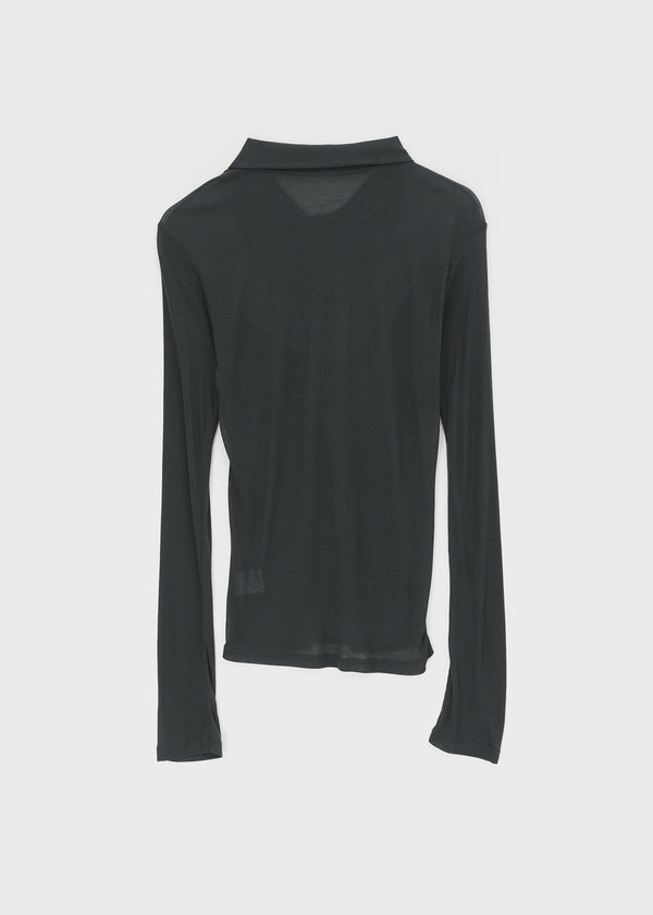 Idney Deep Collar Long Sleeve Tee (50% Wool)