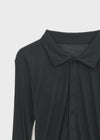 Idney Deep Collar Long Sleeve Tee (50% Wool)