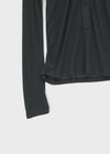 Idney Deep Collar Long Sleeve Tee (50% Wool)