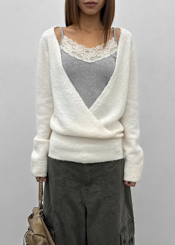 [MADE] Evia Deep V-Neck Drape Wool Knit