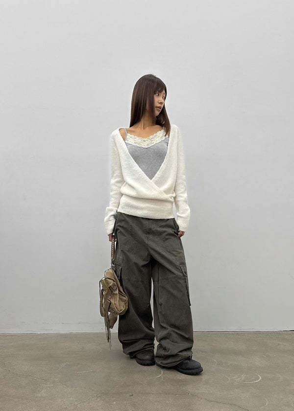 [MADE] Evia Deep V-Neck Drape Wool Knit