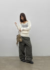 [MADE] Evia Deep V-Neck Drape Wool Knit