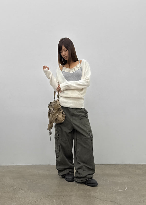 [MADE] Evia Deep V-Neck Drape Wool Knit