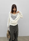 [MADE] Evia Deep V-Neck Drape Wool Knit