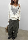 [MADE] Evia Deep V-Neck Drape Wool Knit