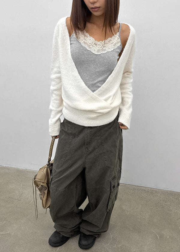 [MADE] Evia Deep V-Neck Drape Wool Knit