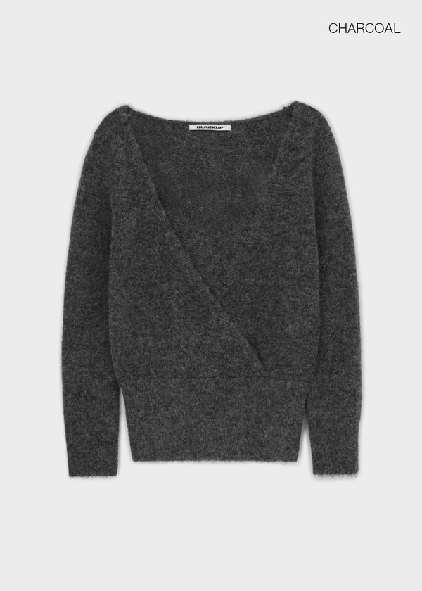 [MADE] Evia Deep V-Neck Drape Wool Knit