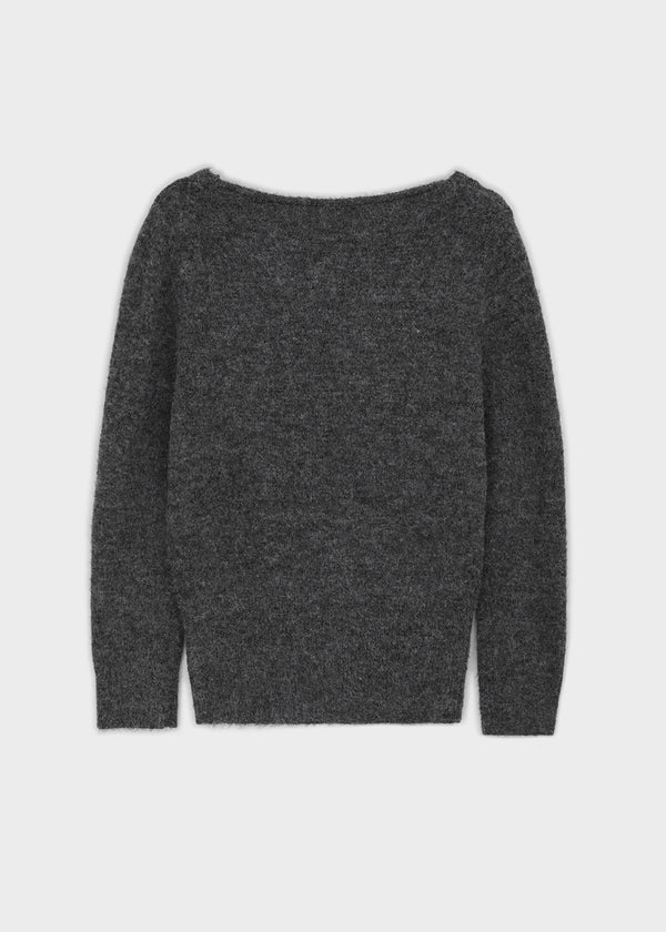 [MADE] Evia Deep V-Neck Drape Wool Knit