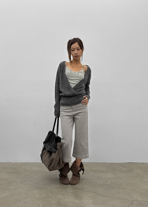 [MADE] Evia Deep V-Neck Drape Wool Knit