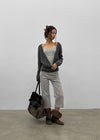 [MADE] Evia Deep V-Neck Drape Wool Knit