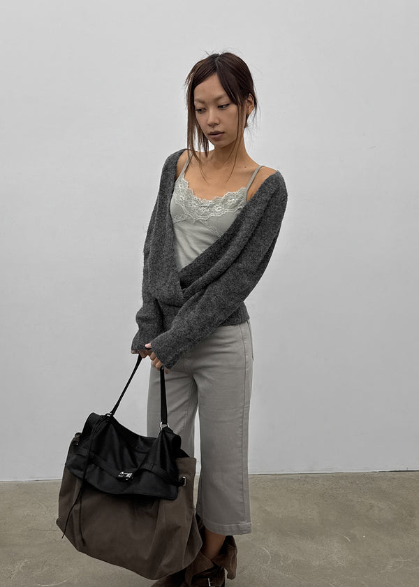 [MADE] Evia Deep V-Neck Drape Wool Knit