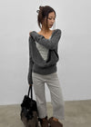 [MADE] Evia Deep V-Neck Drape Wool Knit