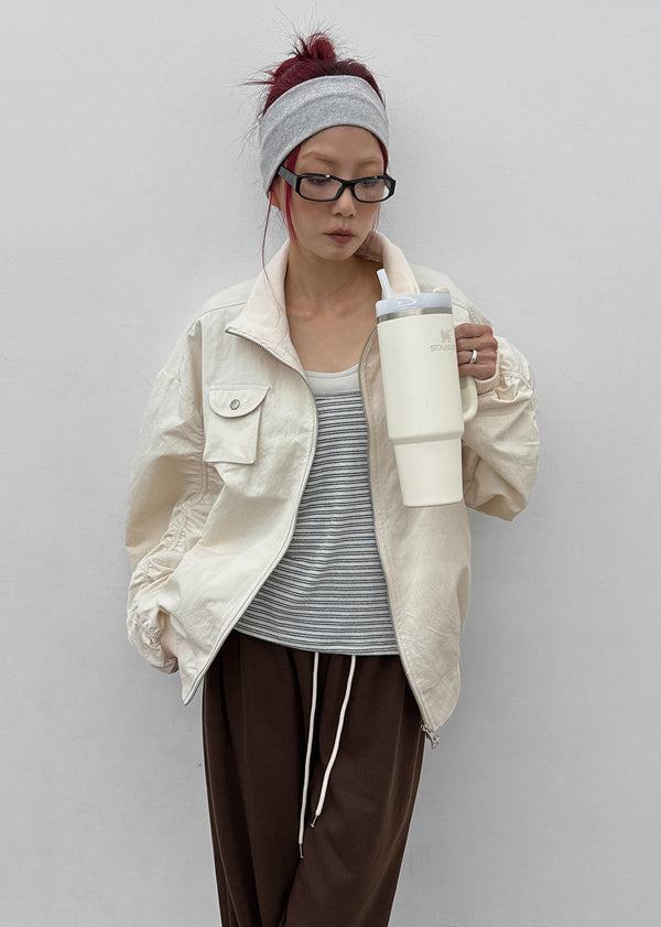 Rondy Shirred Bomber Jacket