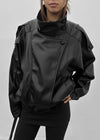 Formless high-neck leather jumper