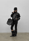 Formless high-neck leather jumper