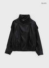 Formless high-neck leather jumper
