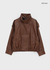 Formless high-neck leather jumper