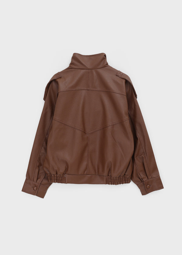 Formless high-neck leather jumper